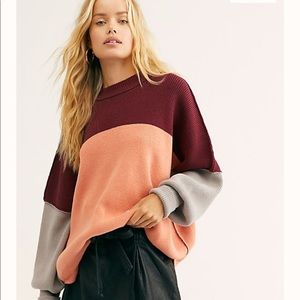 Free People Easy Street Colorblock Sweater sz M